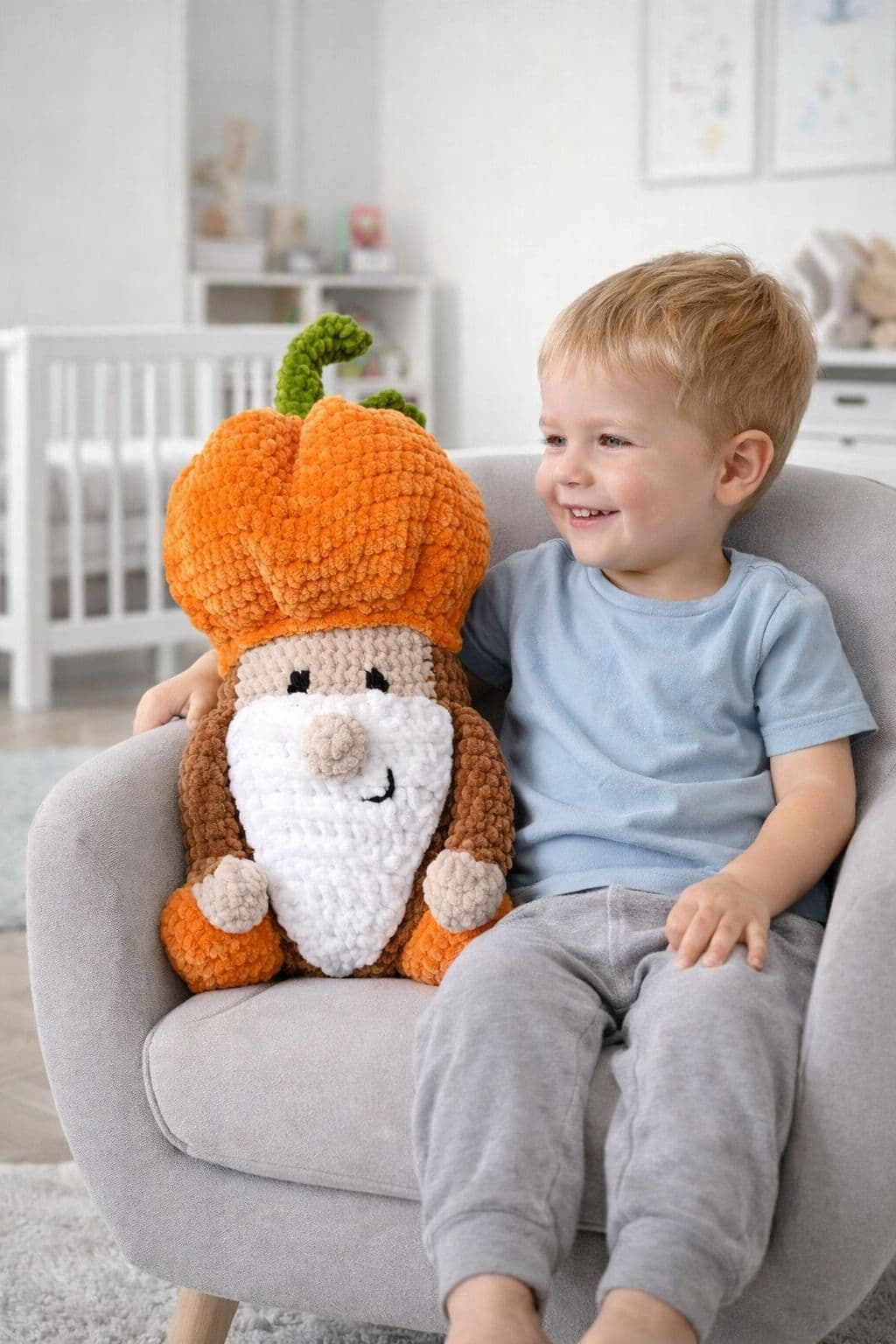 Вязаная игрушка гном Тыква