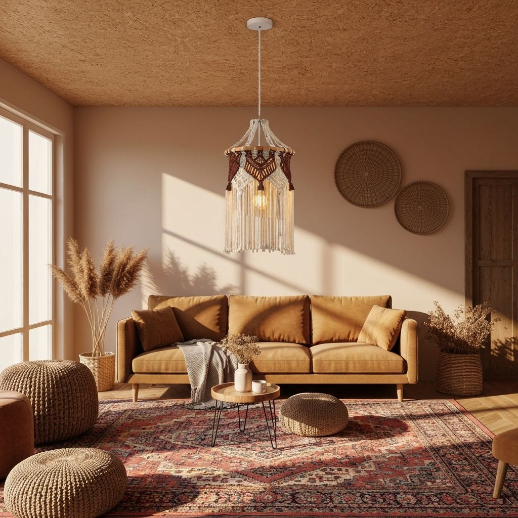 Подвесной абажур в гостиной